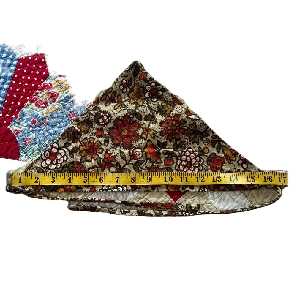 Vintage 70s Floral Western Kerchief Headscarf Brown Rust Cottagecore Tie Back